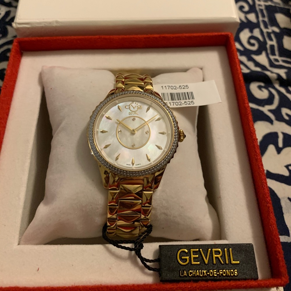 Gevril Siena MOP Dial Stainless Steel Watch